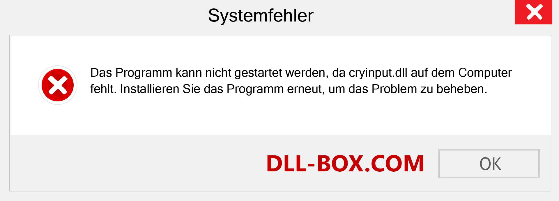 cryinput.dll-Datei fehlt?. Download für Windows 7, 8, 10 - Fix cryinput dll Missing Error unter Windows, Fotos, Bildern